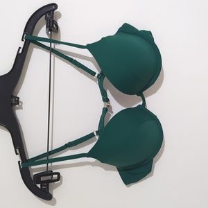 Matte swim three piece bikini with pants size large green in color